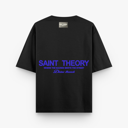 T SHIRT OVERSIZE DIVINE THREADS NEGRO/AZUL