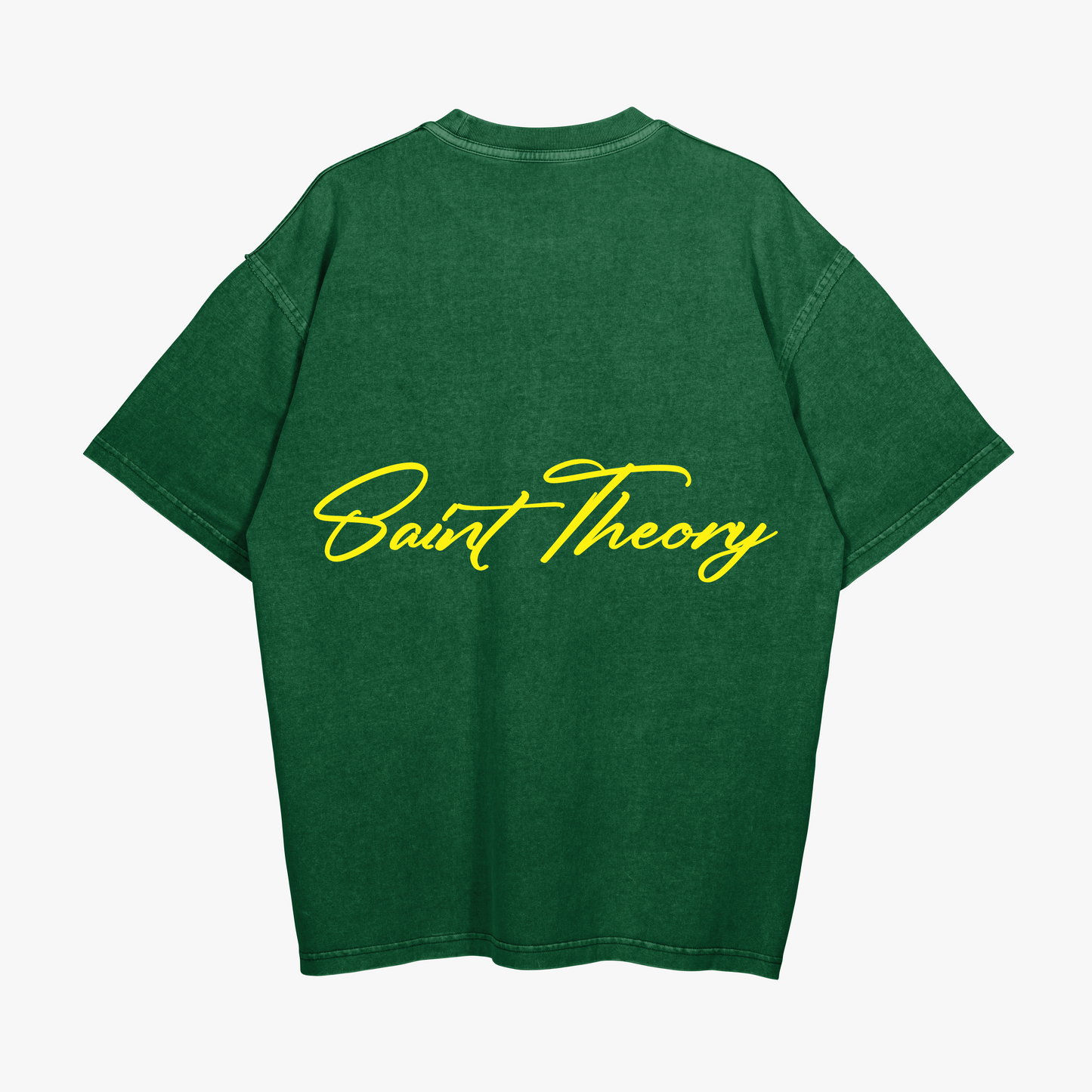 SAINT THEORY CURSIVA T-SHIRT VERDE DESVANECIDO LETRA AMARILLA