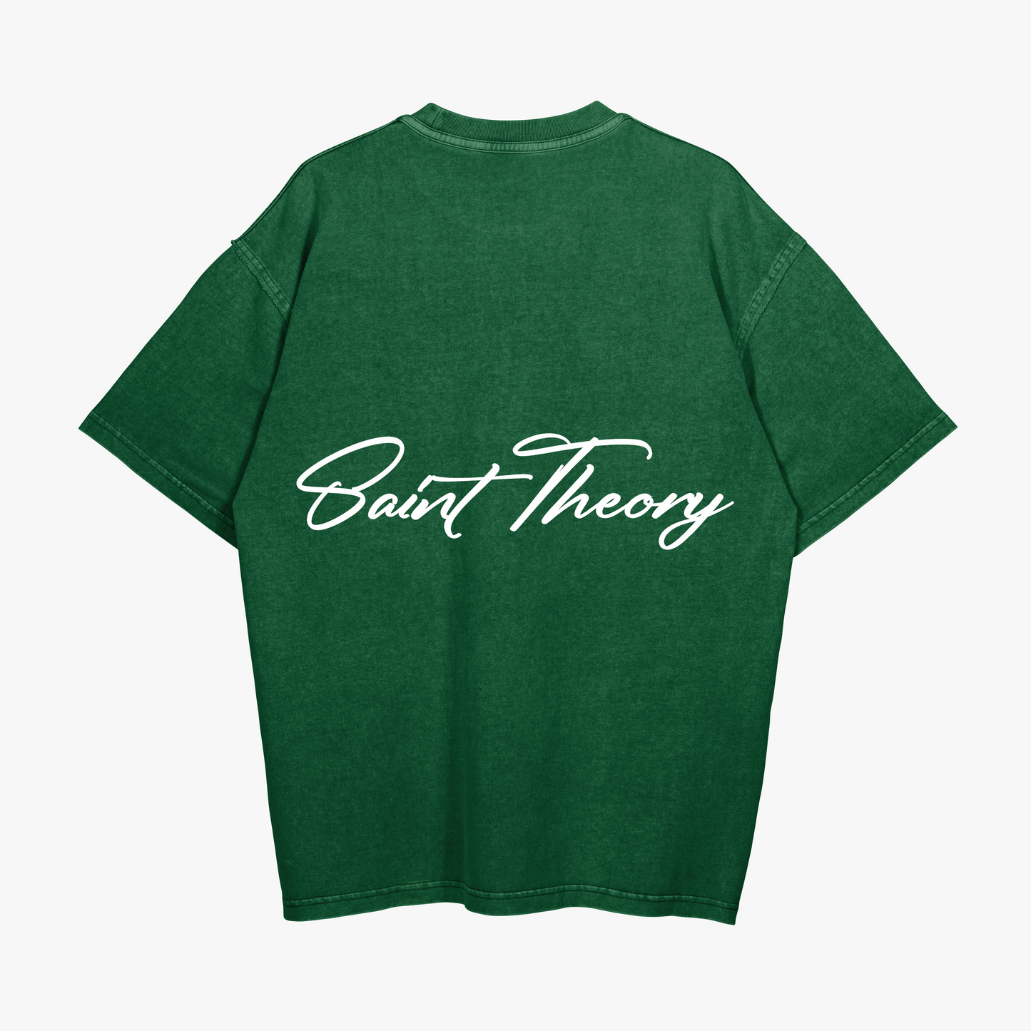 SAINT THEORY CURSIVA T-SHIRT VERDE DESVANECIDO LETRA BLANCA