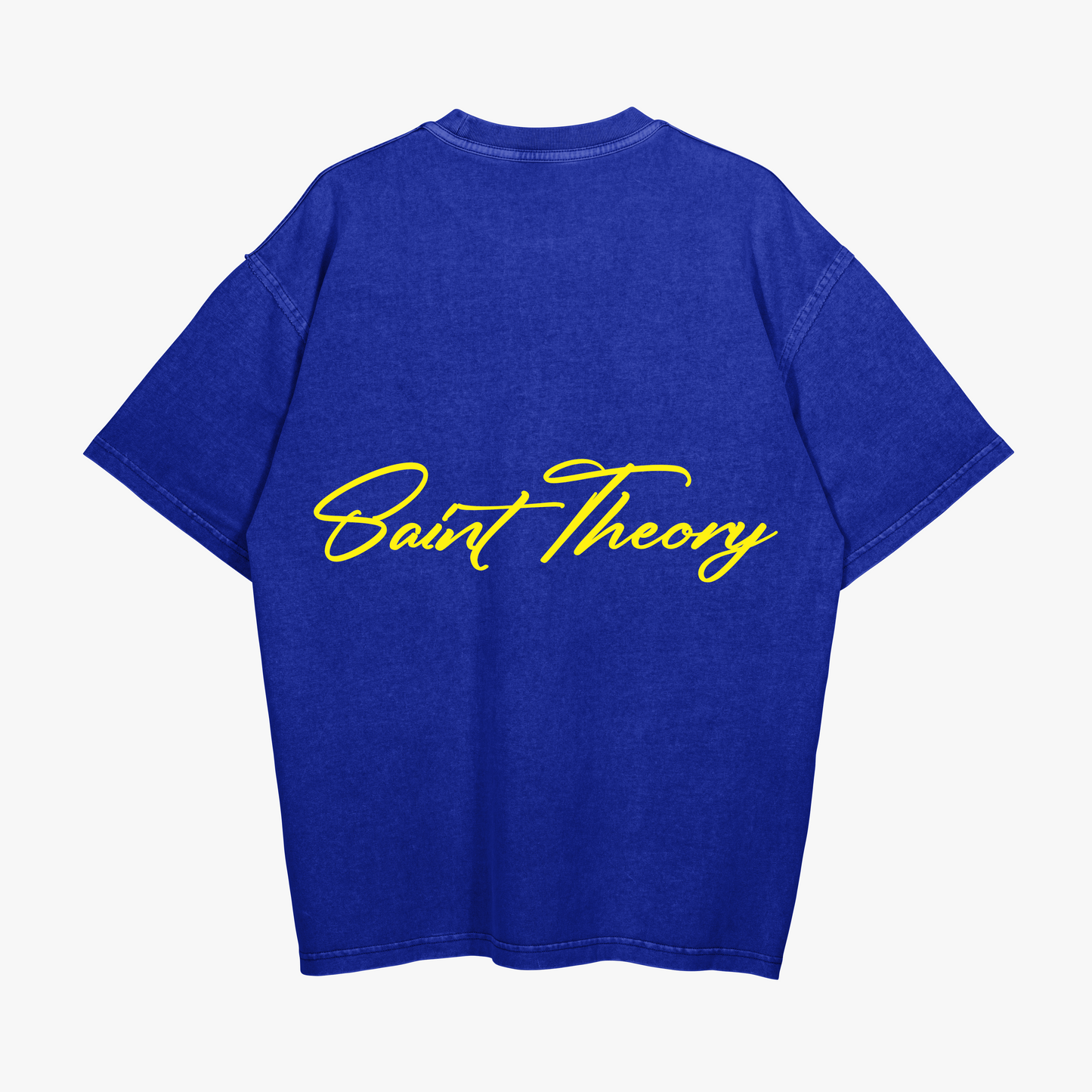 SAINT THEORY CURSIVA T-SHIRT AZUL DESVANECIDO LETRA AMARILLA