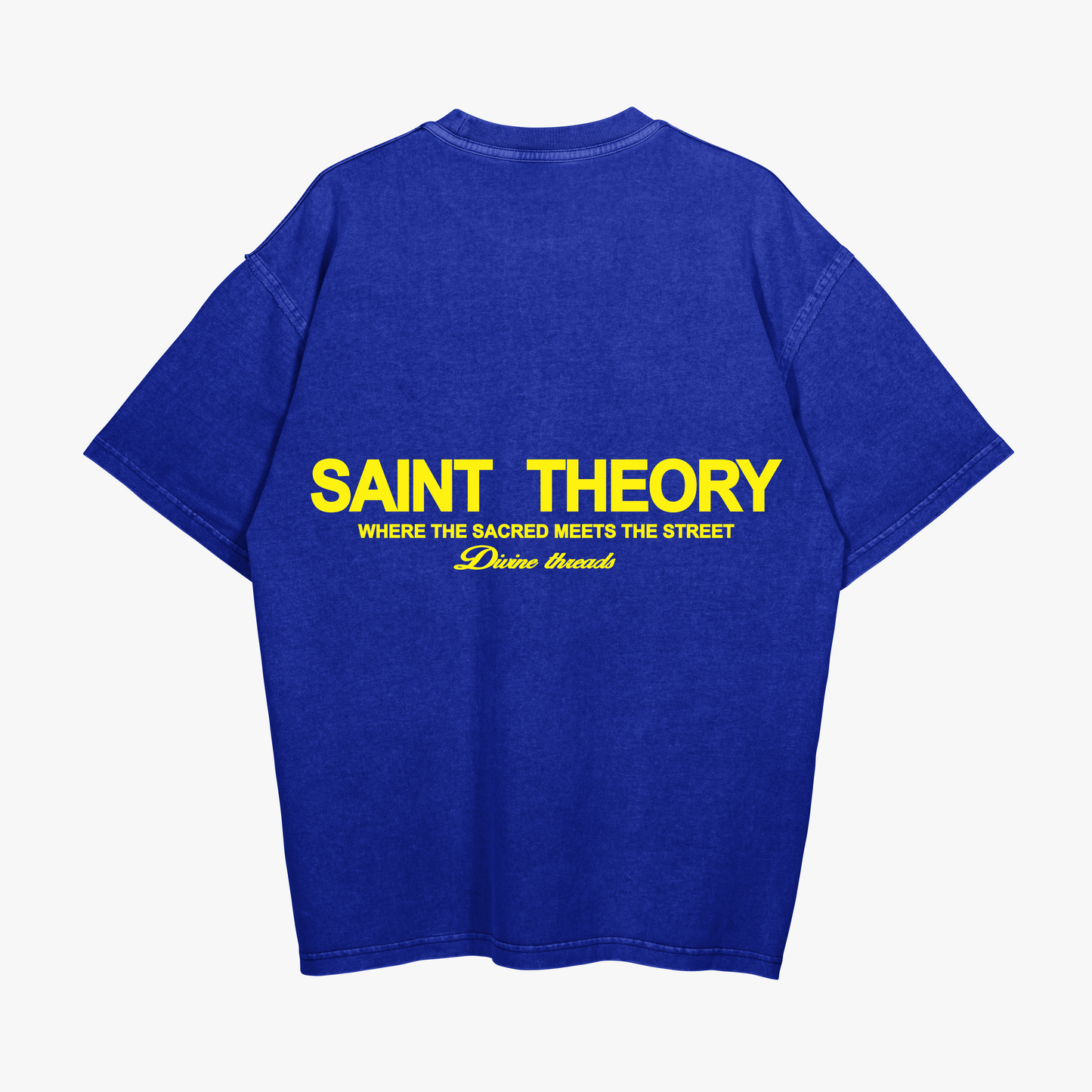 SAINT THEORY HILOS DIVINOS T-SHIRT AZUL DESVANECIDO LETRA AMARILLA