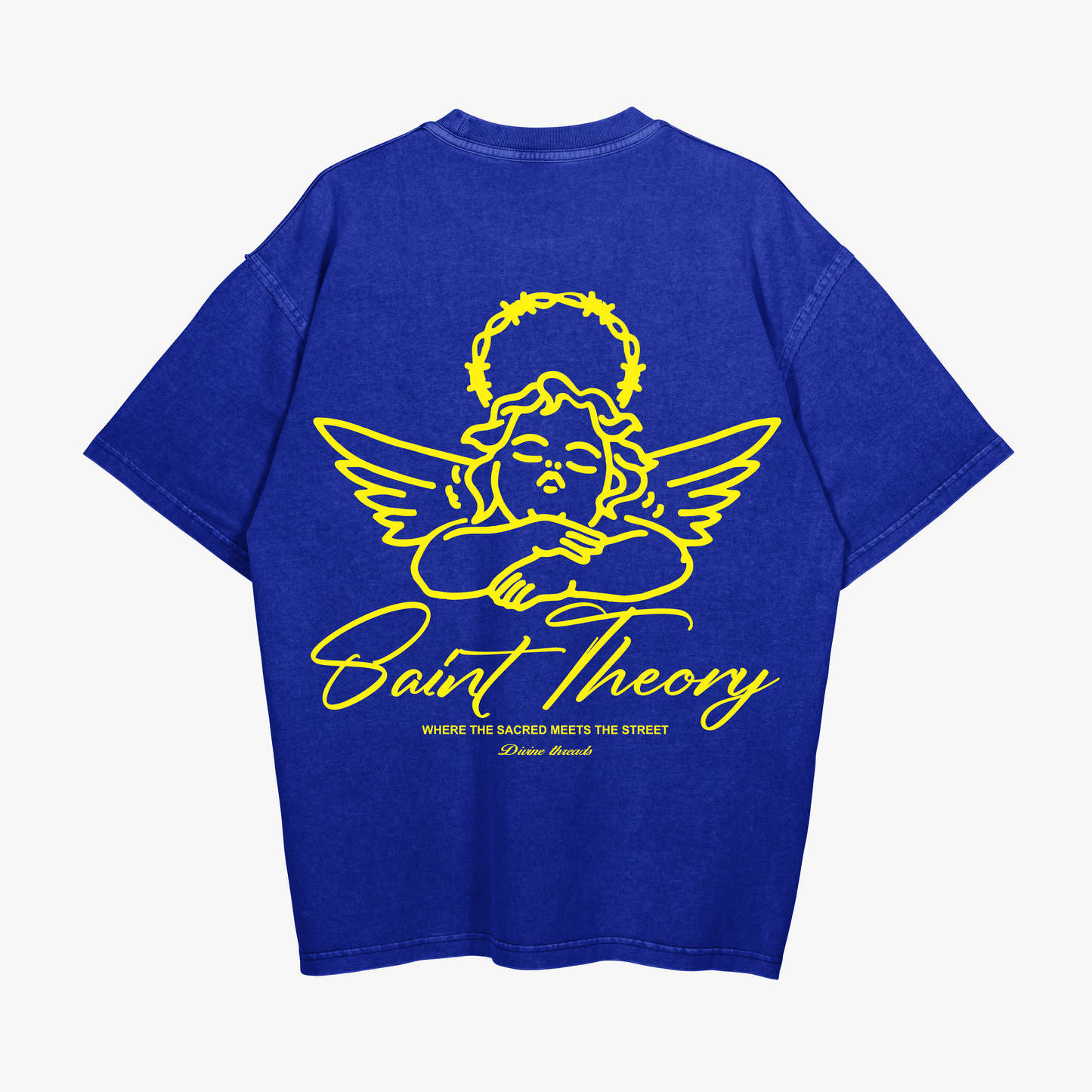 SAINT THEORY ANGELS T-SHIRT AZUL DESVANECIDO LETRA AMARILLA