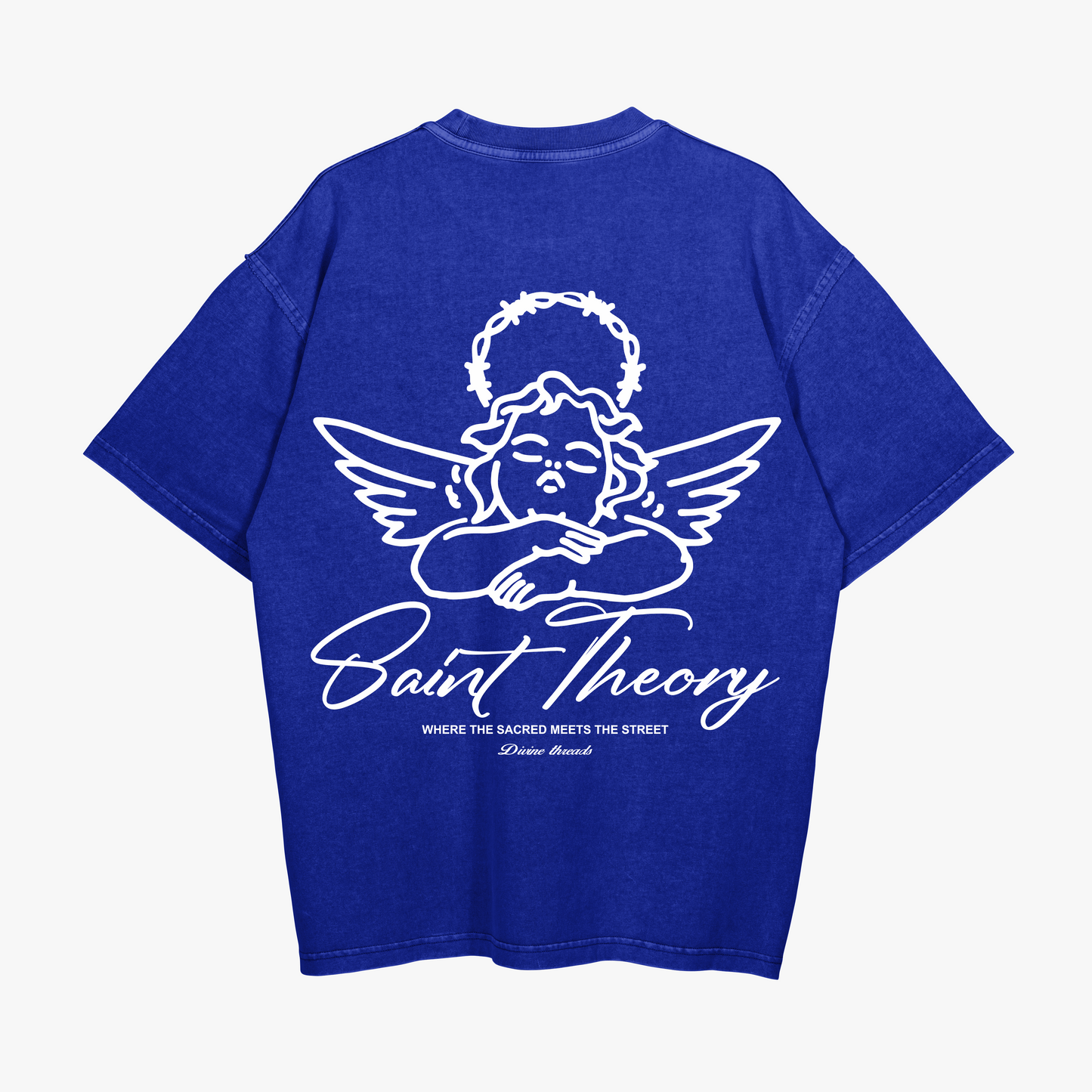 SAINT THEORY ANGELS T-SHIRT AZUL DESVANECIDO LETRA BLANCA