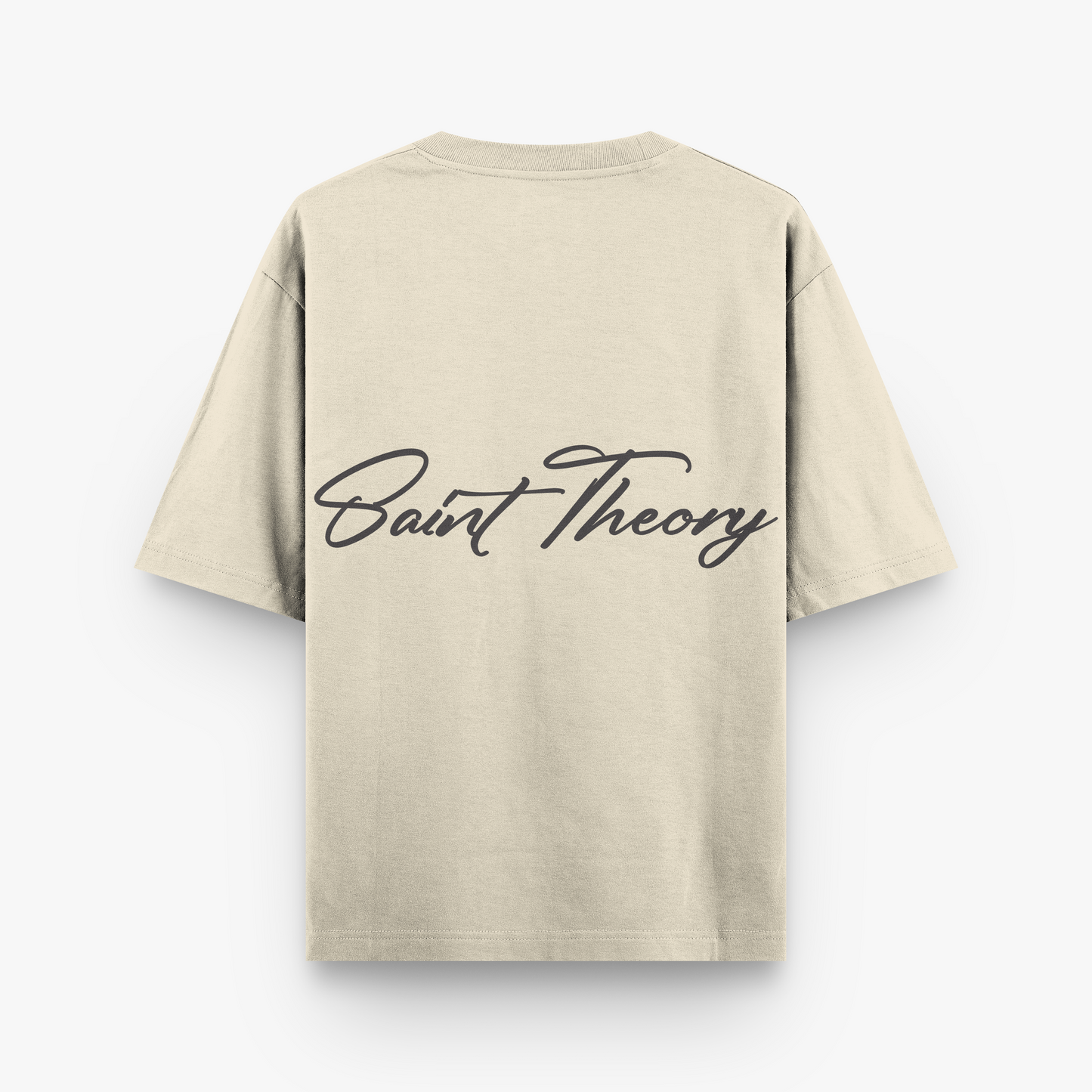 SAINT THEORY CURSIVA T-SHIRT BEIGE LETRA NEGRA