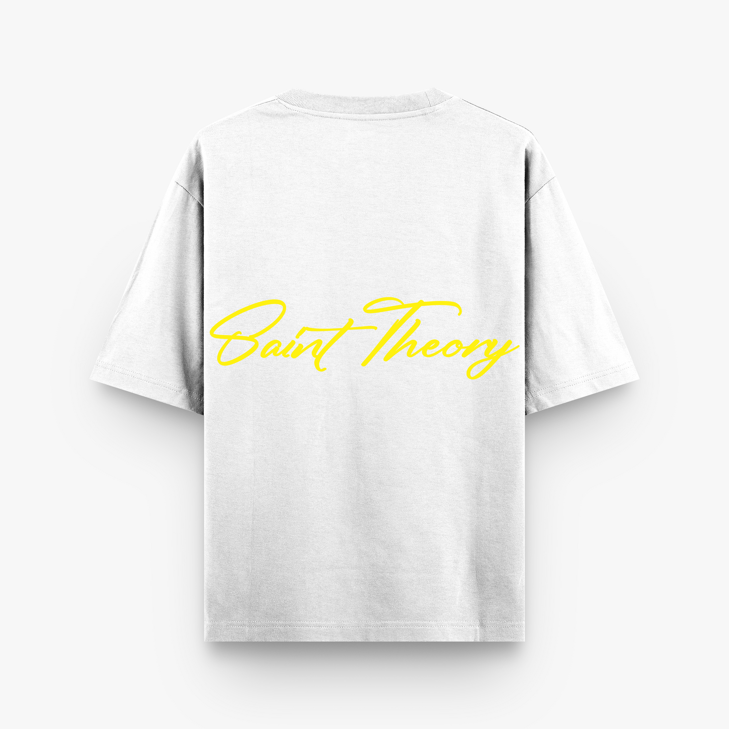 SAINT THEORY CURSIVA T-SHIRT BLANCA LETRA AMARILLA