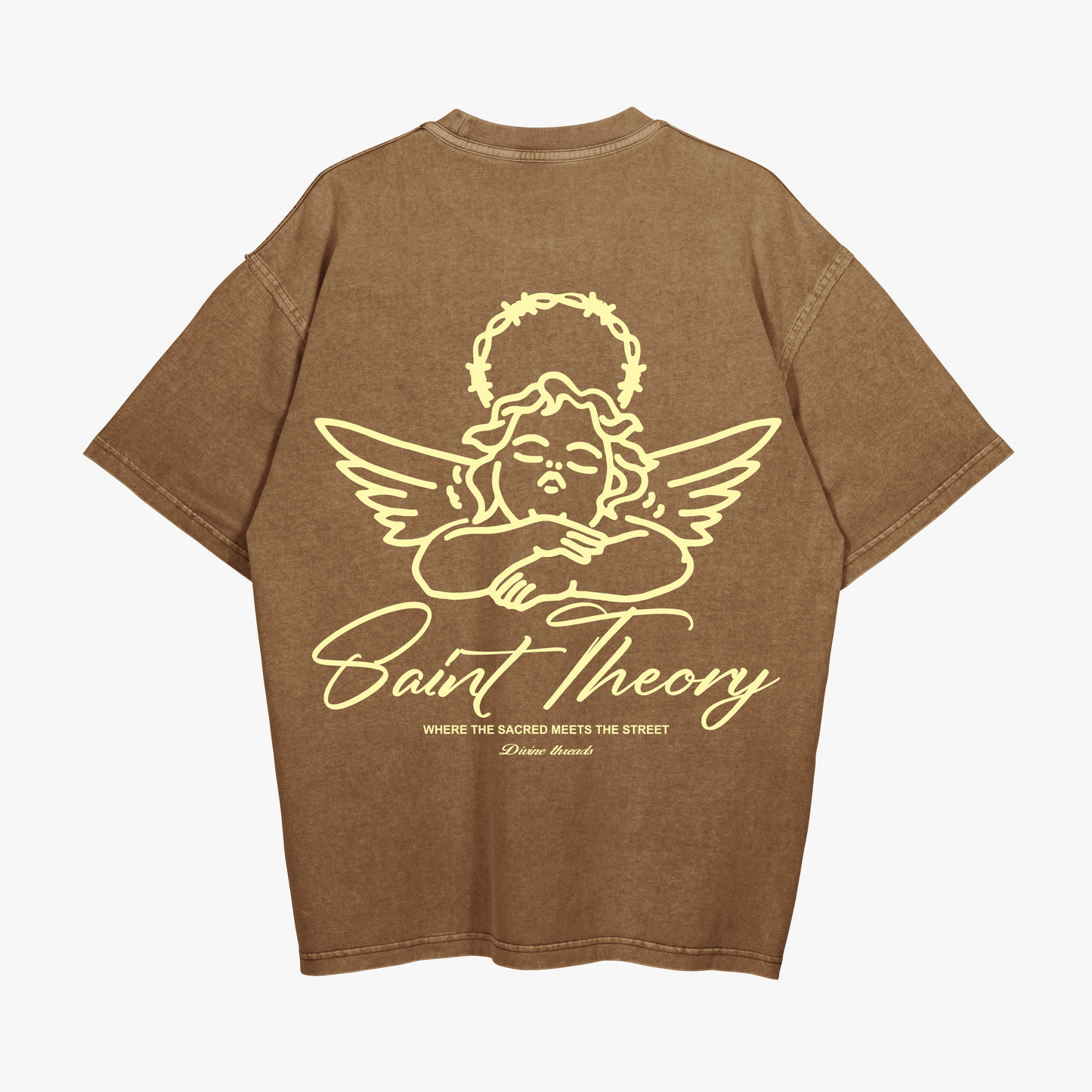 SAINT THEORY ANGELS T-SHIRT CAFE DESVANECIDO LETRA BEIGE