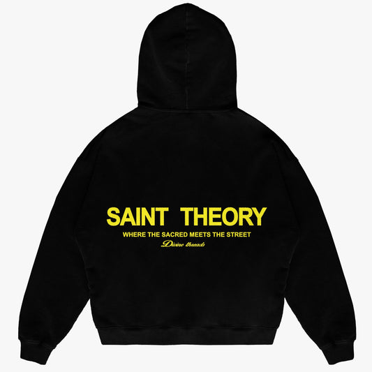 SAINT THEORY HOODIE OVERSIZE NEGRO/AMARILLO