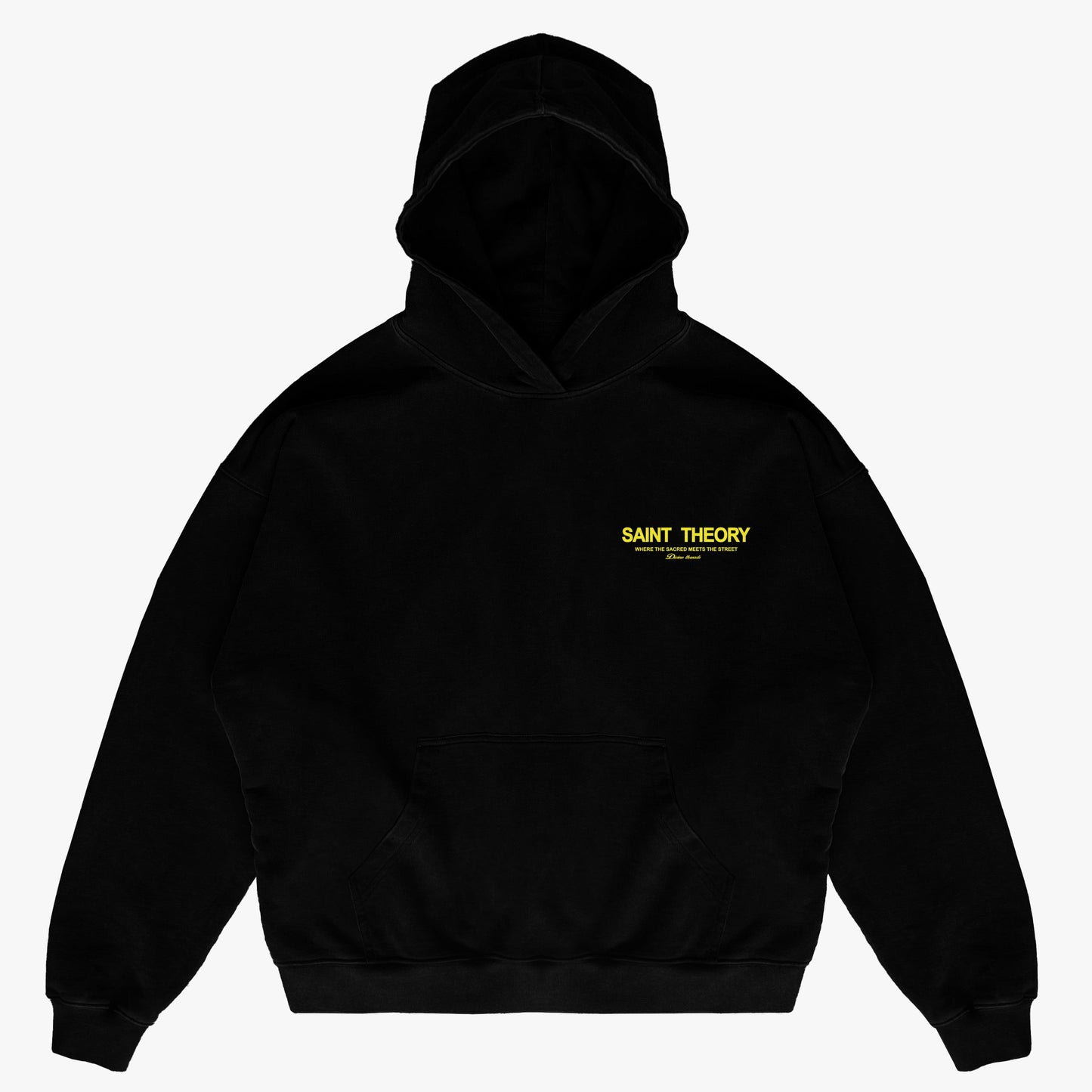 SAINT THEORY HOODIE OVERSIZE NEGRO/AMARILLO