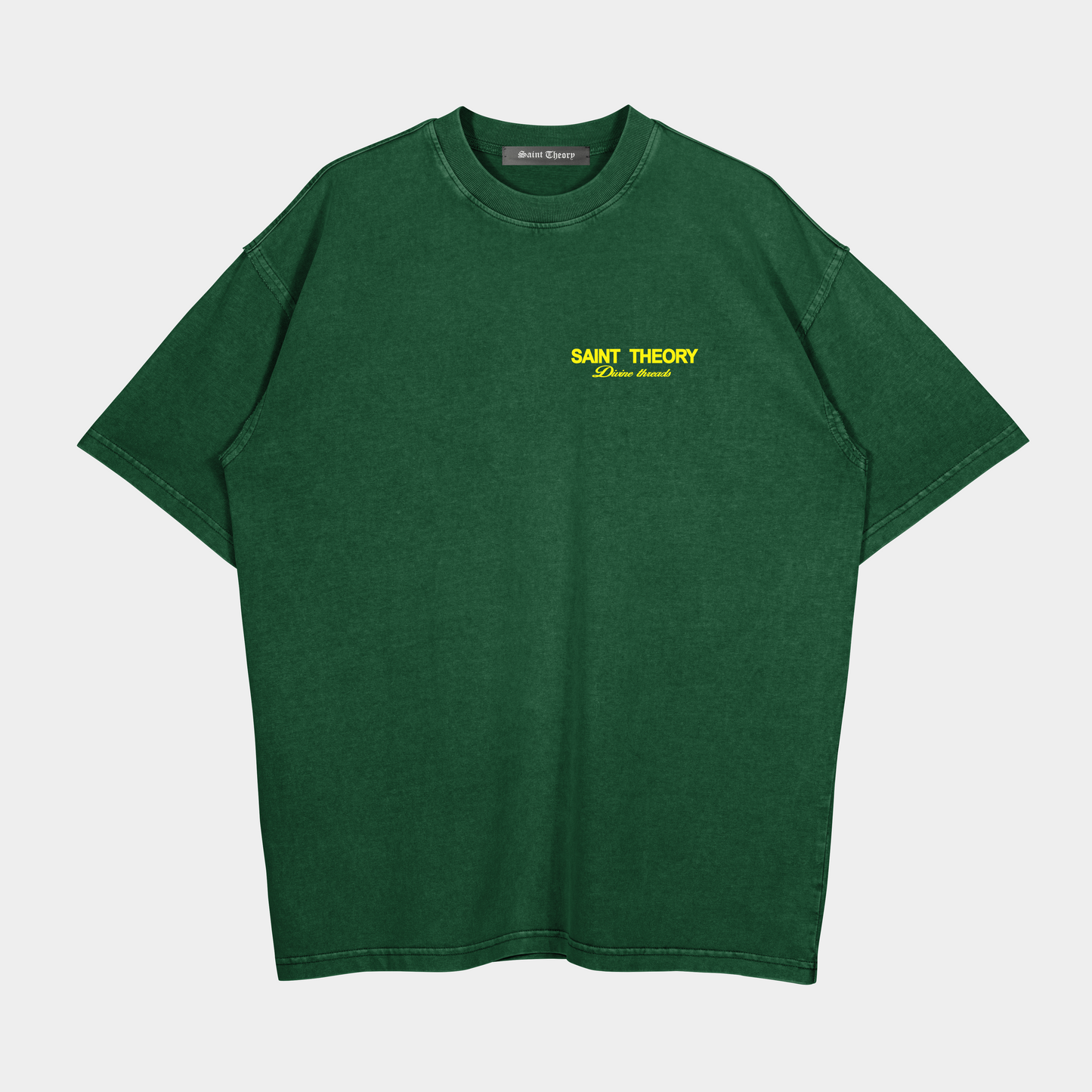 SAINT THEORY HILOS DIVINOS T-SHIRT VERDE DESVANECIDO LETRA AMARILLA