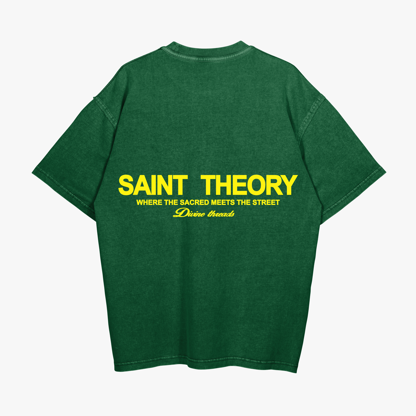 SAINT THEORY HILOS DIVINOS T-SHIRT VERDE DESVANECIDO LETRA AMARILLA