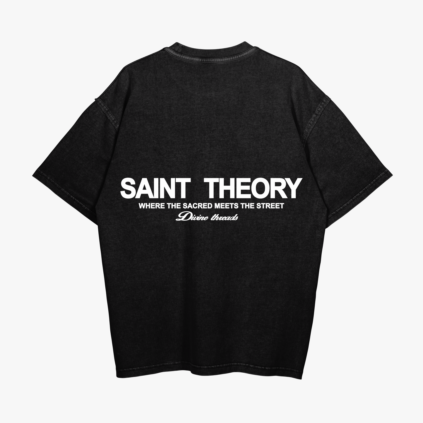 SAINT THEORY HILOS DIVINOS T-SHIRT NEGRA DESVANECIDO LETRA BLANCA