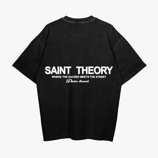 SAINT THEORY HILOS DIVINOS T-SHIRT NEGRA DESVANECIDO LETRA BLANCA