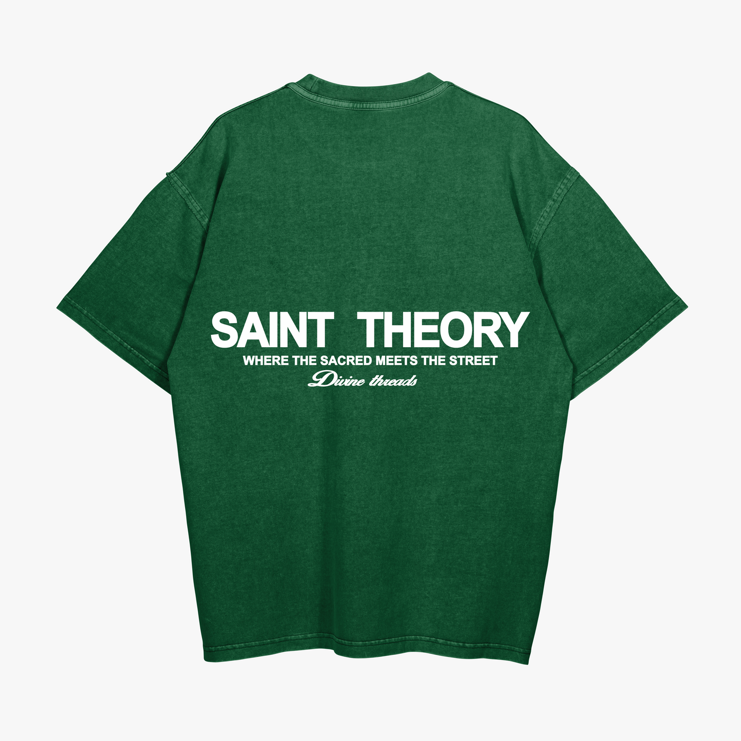 SAINT THEORY HILOS DIVINOS T-SHIRT VERDE DESVANECIDO LETRA BLANCA