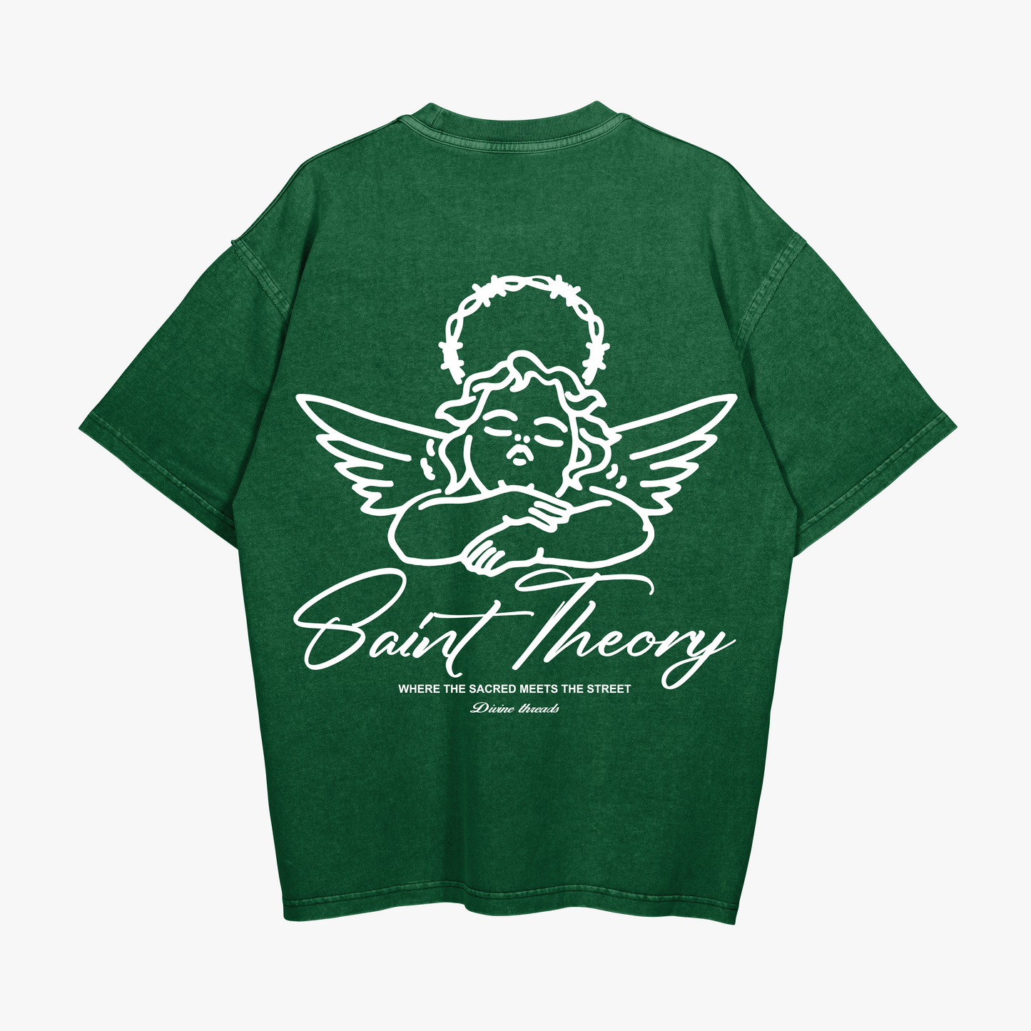 SAINT THEORY ANGELS T-SHIRT VERDE DESVANECIDO LETRA BLANCA