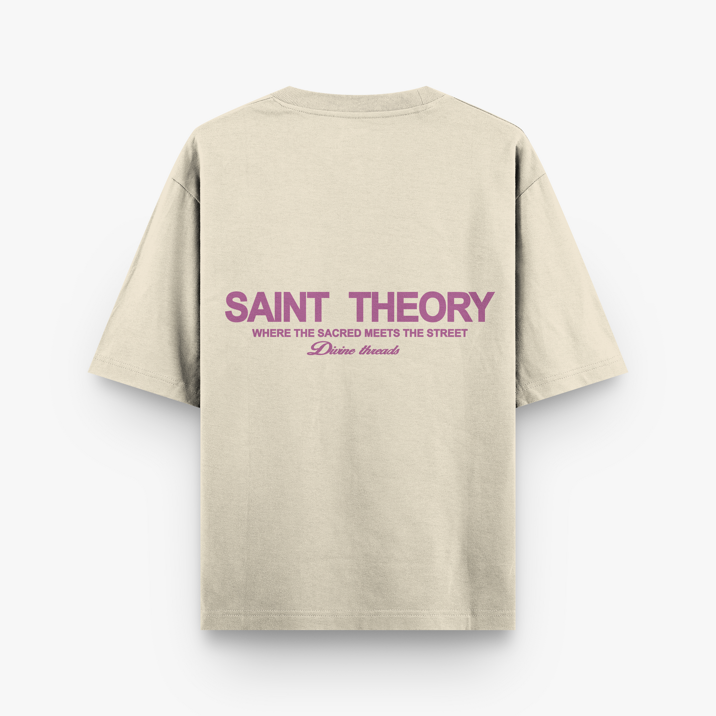 SAINT THEORY HILOS DIVINOS T-SHIRT BEIGE LETRA MORADA