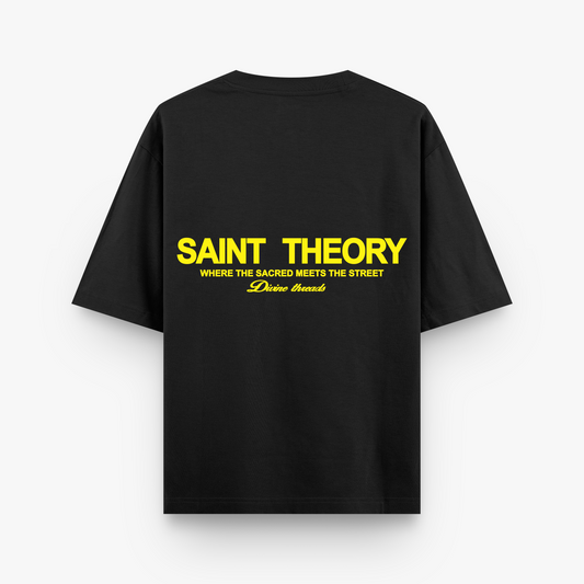 SAINT THEORY HILOS DIVINOS T-SHIRT NEGRA LETRA AMARILLA