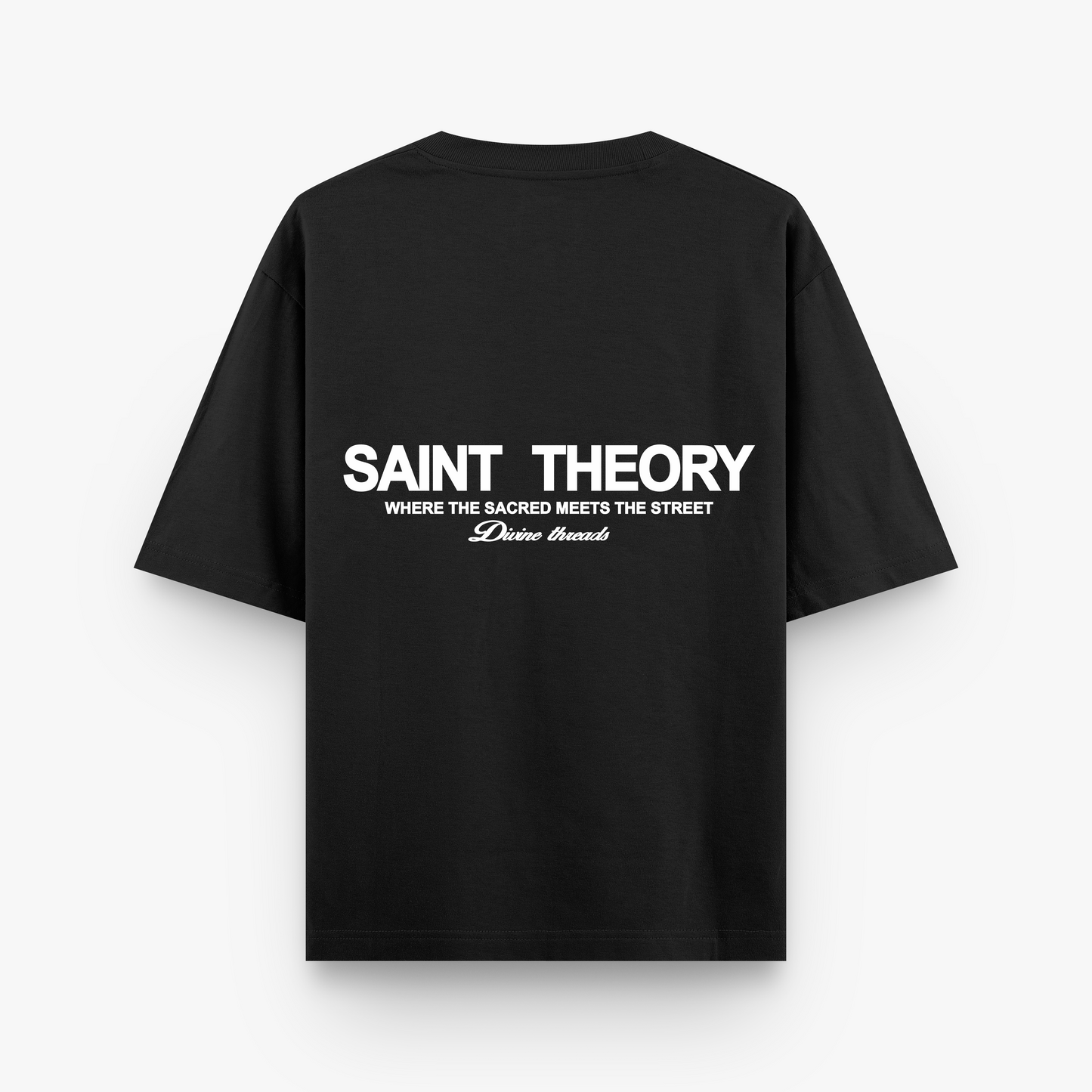 SAINT THEORY HILOS DIVINOS T-SHIRT NEGRA LETRA BLANCA